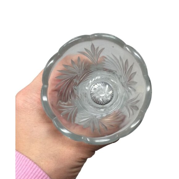 Vintage Clear Glass Bud Vase w/ Scalloped Edge Top - about 6'' tall - Picture 5 of 8